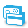 Blue credit card billing icon