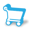 Blue shopping cart inventory management icon
